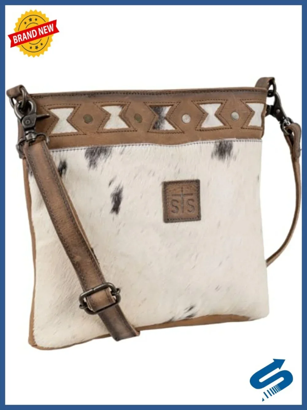 Genuine Hair on Hide Crossbody Hobo Bag with Zip Top